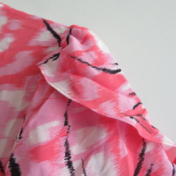 CLAUDIE PIERLOT Rabanel 100% Silk Crepe De Chine Abstract Print Ruffle Dress NWT - Picture 13 of 15